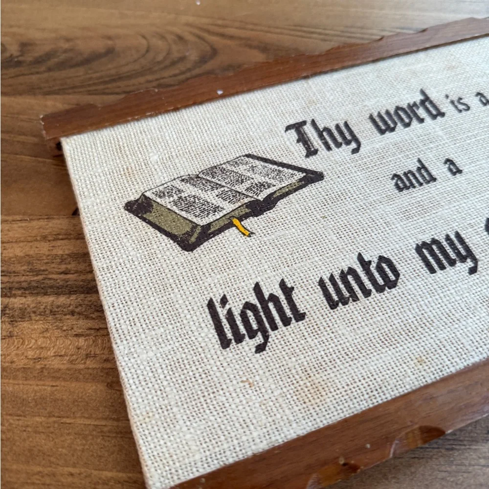 Religious Wall Plaque with Lamp and Bible - Brown and Cream